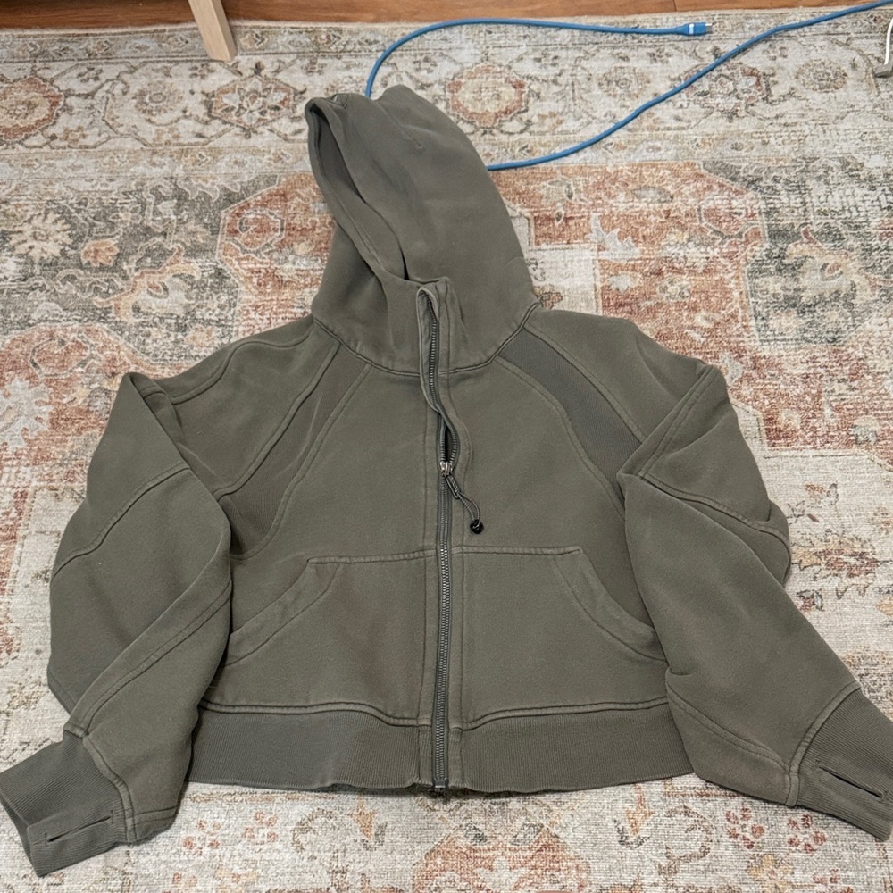 lululemon athletica Scuba Zip Up Olive Green Hoodie